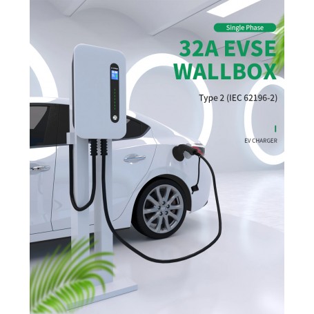 Chargeur EV Type 2 32A 1 Phase EVSE Wallbox Station de recharge de voiture  électrique