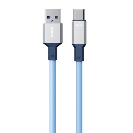 Câble de données en silicone 6A USB vers USB-C/Type-C, longueur : 1,2 m (bleu)