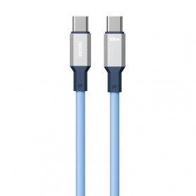 Câble de données en silicone 100 W USB-C/Type-C vers USB-C/Type-C, longueur : 1,2 m (bleu)