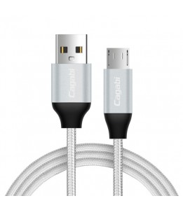 Cagabi N1 1m 2.4A aluminium + Nylon - câble de charge rapide USB vers Micro USB Sync Gris