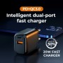 JOYROOM 20W Chargeur de voyage intelligent double port PD + QC3.0